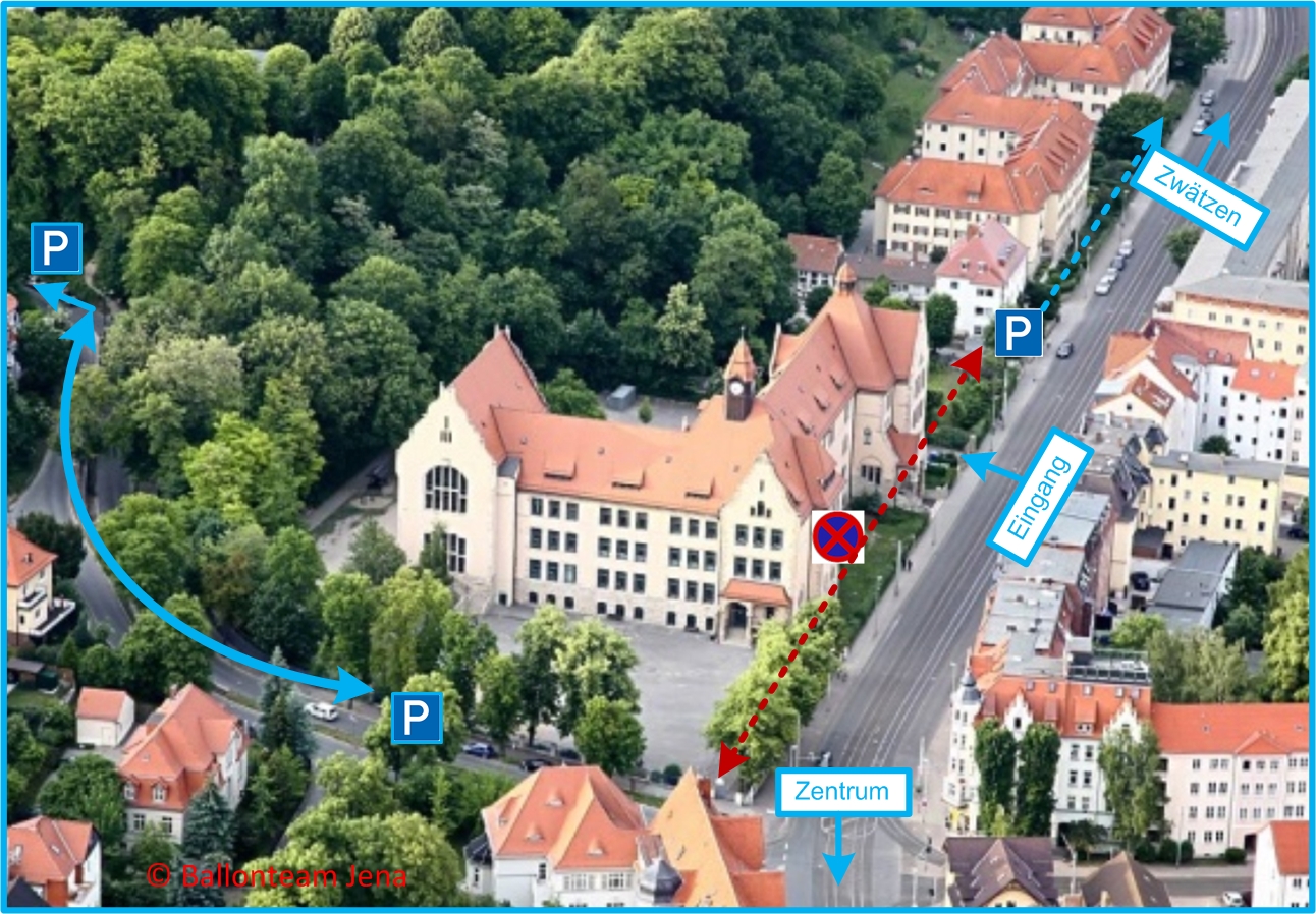 Anfahrt Luftbild Hanfried Squares Jena